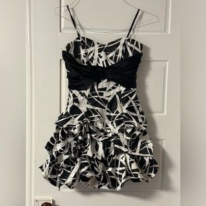 Black and White Strapless Dress